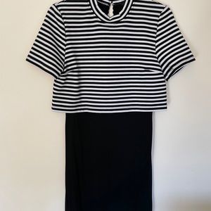Striped mock neck dress